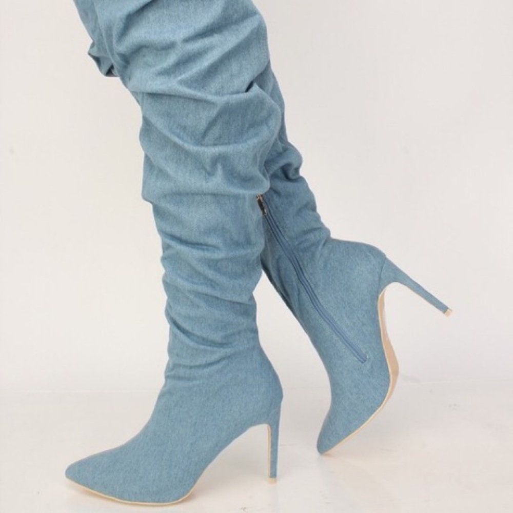 ❗️DEAL OF THE DAY❗️Blue Thigh High Boots - Picture 2 of 3